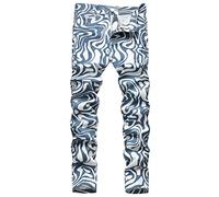 Tie Dye Jeans for Men UK Clearance Slim Fit Skinny Jeans Stretch Joggers Basic Classic Denim Trousers Gradient Work Pants Casual Jegging Boys Biker Trousers Frayed Jeans Plus Size M-6XL