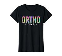 Tie Dye Leopard Orthopedic Technician Surgeon Orthopedist Value Graphic T-Shirt, Women, Black, XS