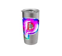 Tie Dye Letter P Bold Rainbow Initial Art Stainless Steel Insulated Tumbler
