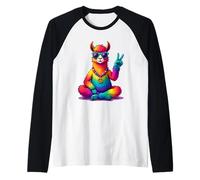 Tie-Dye Llama Peace Sign Hippie Raglan Baseball Tee