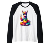 Tie-Dye Llama Peace Sign Hippie Raglan Baseball Tee