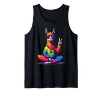 Tie-Dye Llama Peace Sign Hippie Tank Top