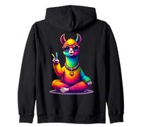 Tie-Dye Llama Peace Sign Hippie Zip Hoodie