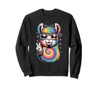 Tie Dye Llama Sunglasses Peace Festival Sweatshirt