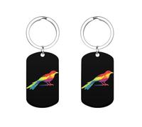 Tie Dye Magpie Rainbow Print Bird Metal Keychain Personalized Key Chain Holder Durable Key Tags Mini Pendant for Men Women