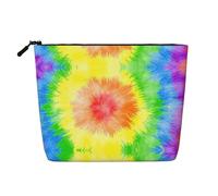 Tie Dye Makeup Bag Large Capacity Fake Hemp, Portable Zippered Case Water Resistant Toiletry Pouch