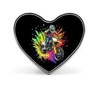 Tie Dye Motocross Rider Badge Heart Shape Cute Brooch Pins Button Badges for Backpack Jackets Hats Decor