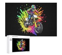 Tie Dye Motocross Rider Jigsaw Puzzles for Adult Family Activities Games Home Decor Puzzle 1000 PCS