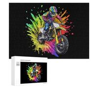 Tie Dye Motocross Rider Jigsaw Puzzles for Adult Family Activities Games Home Decor Puzzle 300 PCS