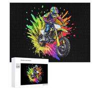 Tie Dye Motocross Rider Jigsaw Puzzles for Adult Family Activities Games Home Decor Puzzle 500 PCS