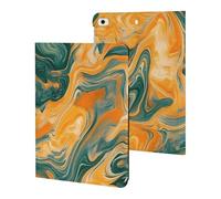 Tie-Dye Orange Green Marbled Slim Case Compatible with iPad 10th 9th 8th 7th Generation 2022 2021 2020 2019 Protective Cover Stand