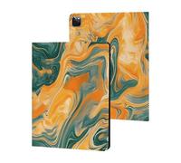 Tie-Dye Orange Green Marbled Slim Case Compatible with iPad 10th 9th 8th 7th Generation 2022 2021 2020 2019 Protective Cover Stand