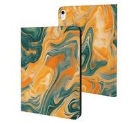 Tie-Dye Orange Green Marbled Slim Case Compatible with iPad 10th 9th 8th 7th Generation 2022 2021 2020 2019 Protective Cover Stand