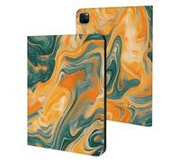 Tie-Dye Orange Green Marbled Slim Case Compatible with iPad 10th 9th 8th 7th Generation 2022 2021 2020 2019 Protective Cover Stand