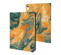 Tie-Dye Orange Green Marbled Slim Case Compatible with iPad 10th 9th 8th 7th Generation 2022 2021 2020 2019 Protective Cover Stand