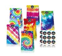 Tie Dye Party Favor Bags, 12 Pieces Camouflage Candy Treat Bags Colorful Tie Dye Party Goody Bags Retro Theme Gift Paper Bags Party Decoration Paper Bags for Birthday Wedding