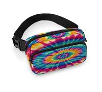 Tie Dye Pattern Full Printed Fanny Pack,Zipper Belt Bag Cute Crossbody Bag Hip Bum Bag with Adjustable Strap