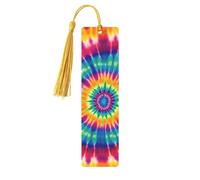 Tie Dye Pattern Metal Bookmarks with Gold Tassels Handmade Double-Sided Printed Book Marks Page Markers Book Accessories Gift for Book Lovers Women Men