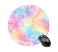 Tie-dye Pattern Pastel Rainbow Colors Mousepad Round Computer Mousepad Waterproof Gaming Mousepads with Non-Slip Rubber Base Mousepads Mousemat for Laptop Office 20 CM
