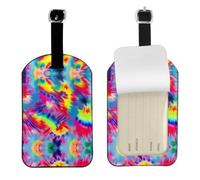 Tie Dye Pattern Printed Suitcase Tag, Microfiber Leather Travel Shield, Secure Privacy Label, for Backpack ID
