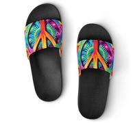 Tie Dye Peace Sign Men's Slide Sandal Non Slip Shower Shoes Bathroom Slippers for Pool Beach 43 (265mm)