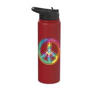 Tie Dye Peace Sign Pastel Color Retro 60's 70's Hippie Stainless Steel Insulated Water Bottle