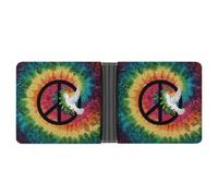 Tie Dye Peace Sign Rainbow Mens Wallet Printed Leather Pocket Purse | Bifold,Mini Card Holder