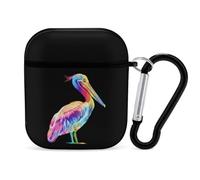 Tie Dye Pelican Rainbow Print Bird Heron Earphone Case PC Bluetooth Headphone Case Compatible with Airpods 1/Airpods 2 Black-style