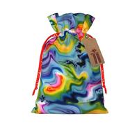 Tie Dye print Large Christmas bag, reusable drawstring linen packet, Birthday Parties Supplies