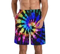 Tie Dye Print Men's Casual Beach Shorts - Full Print, Ultra-Lightweight, Fast-Drying, and Extremely Comfortable - Ideal for Walking, Running, Surfing, Beach, Or Home Wear White