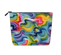 Tie Dye Print Single Layer Fake Hemp Makeup Bag Zipper Bag Accessories for Women Black One Size Black One Size Black One Size, Black/White, One Size