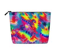 Tie Dye Print Single Layer Fake Hemp Makeup Bag Zipper Bag Accessories for Women Black One Size Black One Size Black One Size, Black/White, One Size