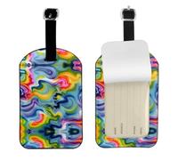 Tie Dye Printed Suitcase Tag, Microfiber Leather Travel Shield, Secure Privacy Label, for Backpack ID