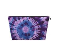 Tie Dye Prints PVC Leather Travel Toiletry Bag with Silver Zippers, Waterproof Cosmetic Organiser for Makeup, Toiletries & Essentials