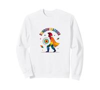 Tie Dye Rainbow Brite Warrior: Colorful Mens Pride Graphic Sweatshirt, Adult Unisex, White, Large