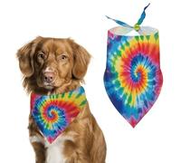 Tie Dye Rainbow Dog Bandana Triangle Dog Scarf Washable Polyester Dog Bibs Cute Pet Bandana for Medium Large Dogs Puppy and Cats
