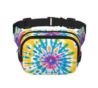 Tie Dye Rainbow Double Layer Waist Bag Pack Abstract Swirl Bum Bag Fanny Pack for Men Women, Adjustable Belt Bag for Travel Hiking Running Cycling Festival