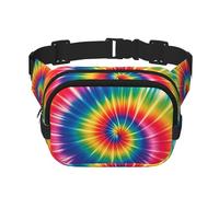 Tie Dye Rainbow Fanny Pack For Women Waterproof Adjustable Belt Bags Waist Pack Fashion Casual Crossbody Bags Bum Bag For Running Workout Hiking Traveling, Black, One Size