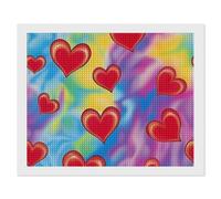 Tie-dye Rainbow Hearts Square Diamond Art Kits for Adults 5D DIY Full Drill Painting Gems Wall Arts and Crafts 16"x20"