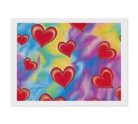 Tie-dye Rainbow Hearts Square Diamond Art Kits for Adults 5D DIY Full Drill Painting Gems Wall Arts and Crafts 12"x16"