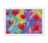 Tie-dye Rainbow Hearts Square Diamond Art Kits for Adults 5D DIY Full Drill Painting Gems Wall Arts and Crafts 8"x12"