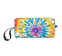 Tie Dye Rainbow Makeup Bag Water Resistant Travel Toiletry Organizer for Women Men Abstract Swirl Cosmetic Storage Pouch with Zipper Portable Small Tool Bag