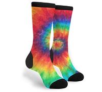 Tie Dye Rainbow Men Women Athletic Crew Sock Casual Warmer Sock Thick Hiking Socks For Climbing Camping Trekking