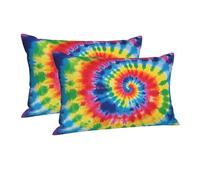 tie dye Rainbow Pillow Case Queen 14"x20" Cooling Pillowcase Luxury Fuzzy Pillow Cover Ultra Soft Breathable Pillowcases with Zipper Closure Decorative Cushion Case for All Seasons