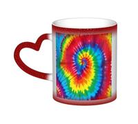 Tie Dye Rainbow Print Thermal Color Changing Mug, Ceramic Coffee Cup, Magic Mug for Home Office Cafe