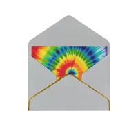 tie dye rainbow Printed Pearl Paper Greeting Card, Light Grey - Folded Blank Cards with Gold Trim for Weddings, Birthdays, Christmas