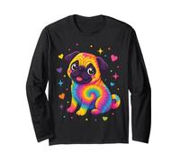 Tie-Dye Rainbow Pug Mom Colorful Art Long Sleeve T-Shirt