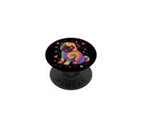 Tie-Dye Rainbow Pug Mom Colorful Art PopSockets Adhesive PopGrip