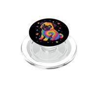 Tie-Dye Rainbow Pug Mom Colorful Art PopSockets PopGrip for MagSafe