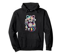 Tie Dye Rainbow Raccoon Peace Pullover Hoodie